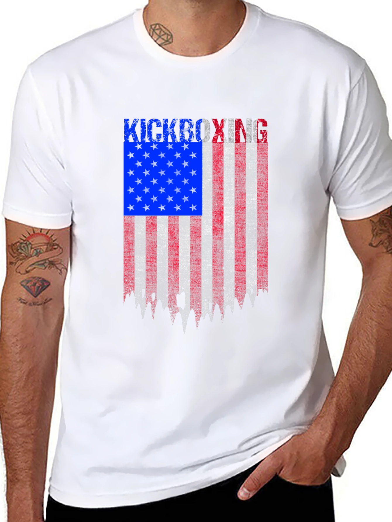 Kickboxing American Flag Patriotic T-Shirt
