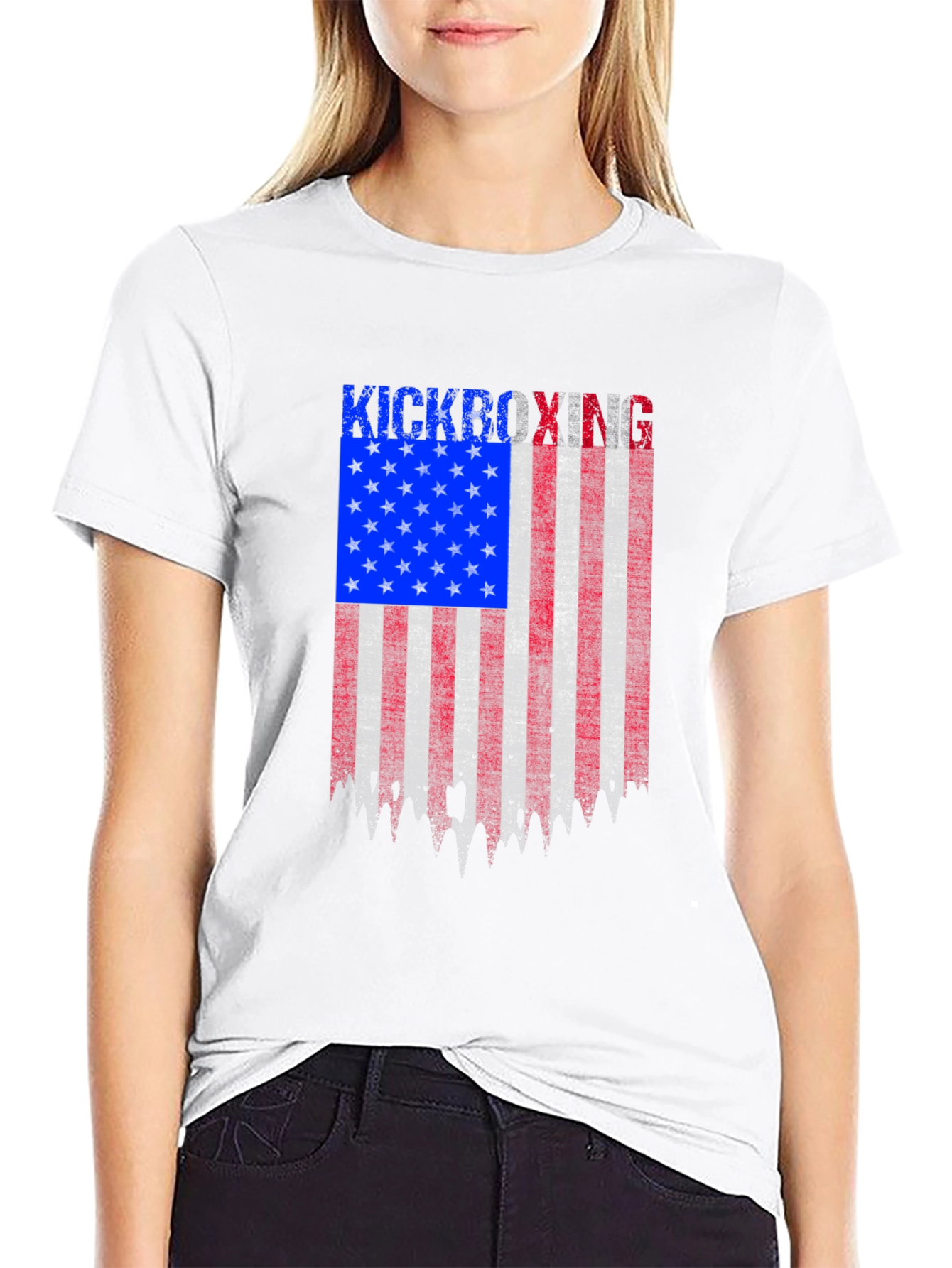 Kickboxing American Flag Patriotic T-Shirt
