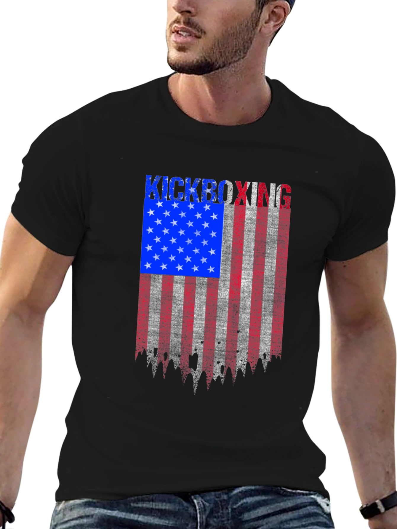 Kickboxing American Flag Patriotic T-Shirt