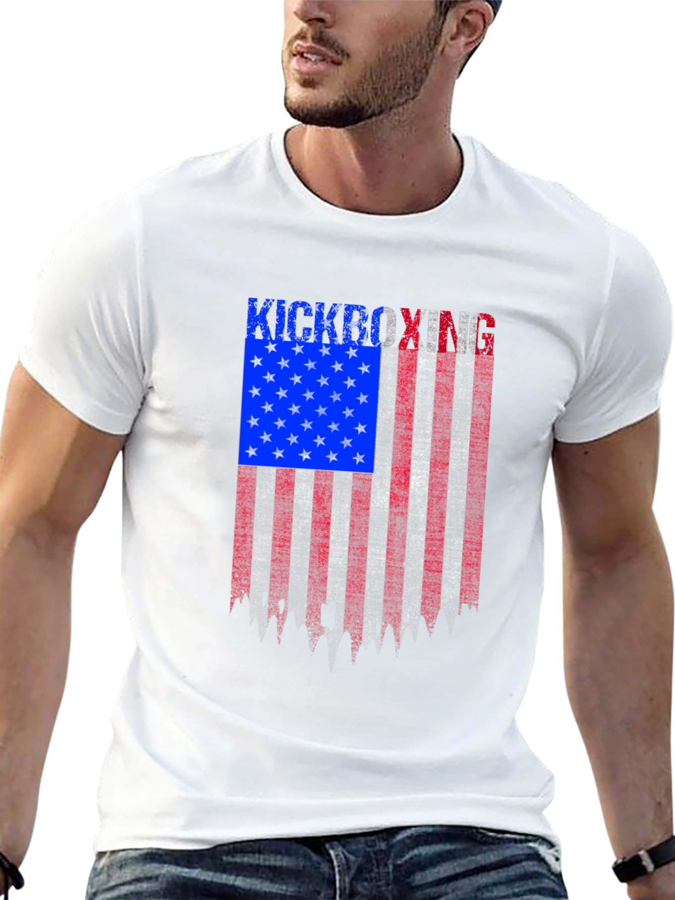 Kickboxing American Flag Patriotic T-Shirt