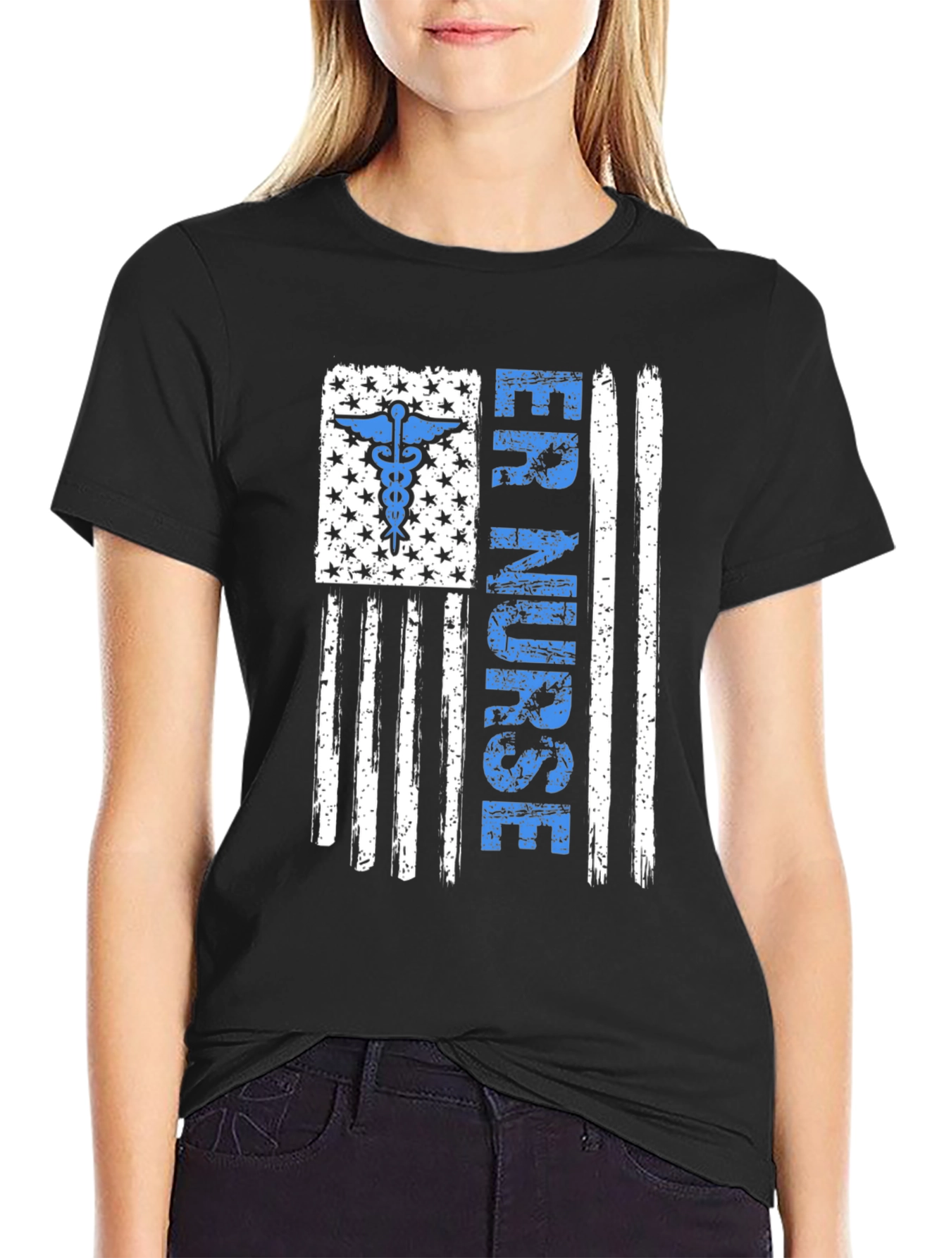 ER Nurse American Flag Graphic Tee