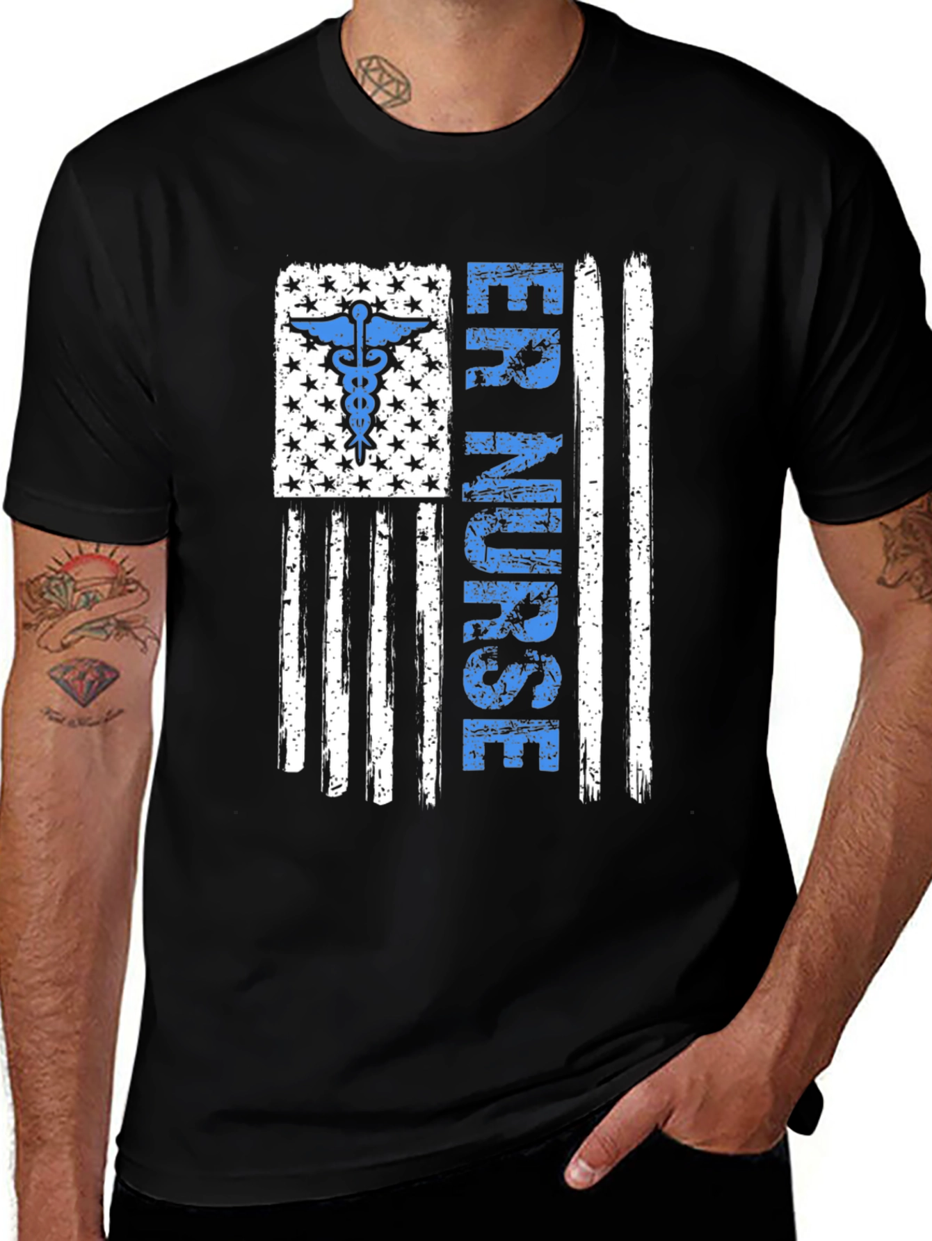 ER Nurse American Flag Graphic Tee
