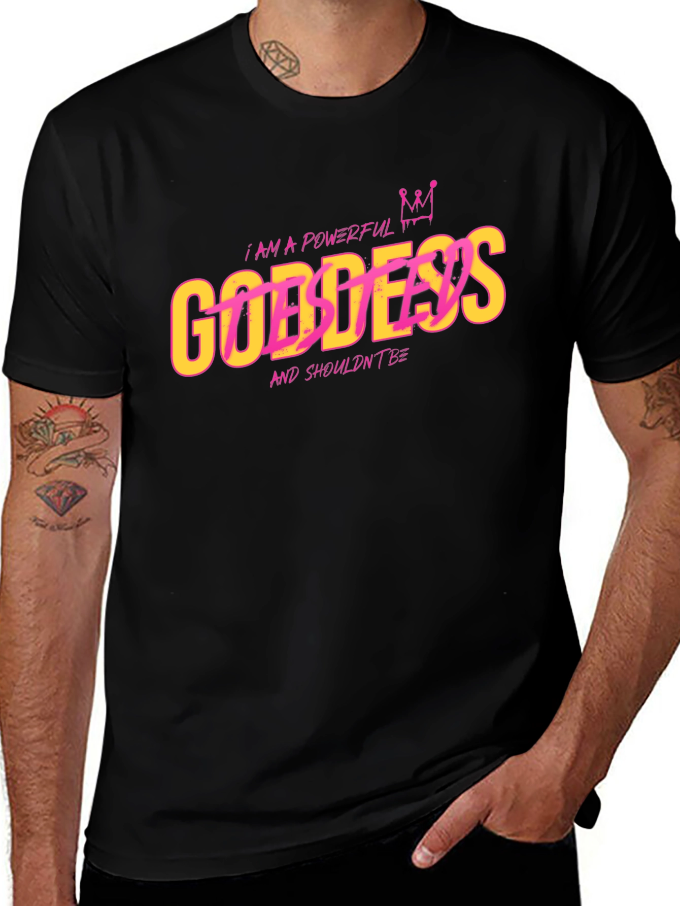 Powerful Goddess Graphic T-Shirt - Black