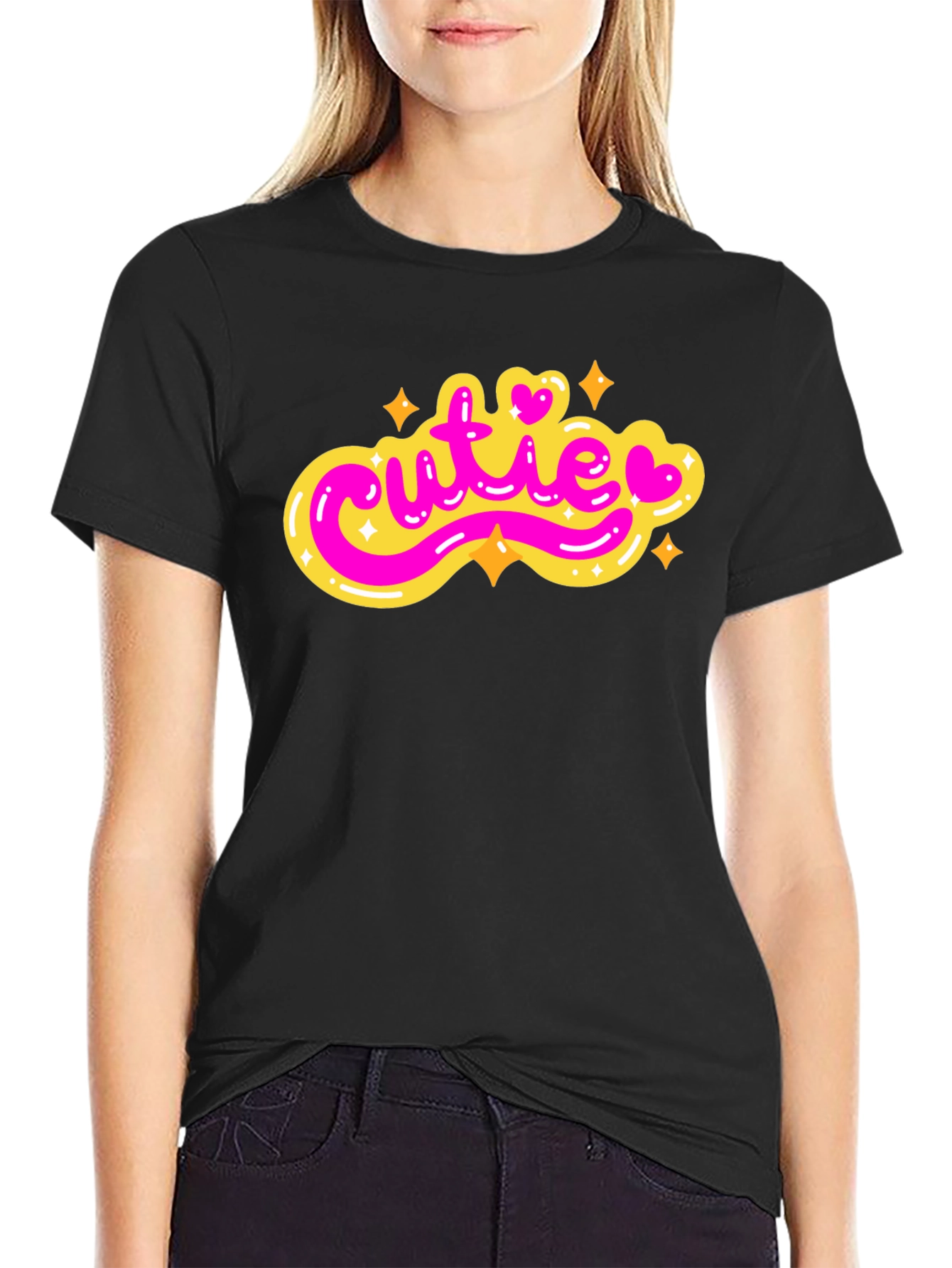 Cutie Graphic Tee - Stylish Black T-Shirt