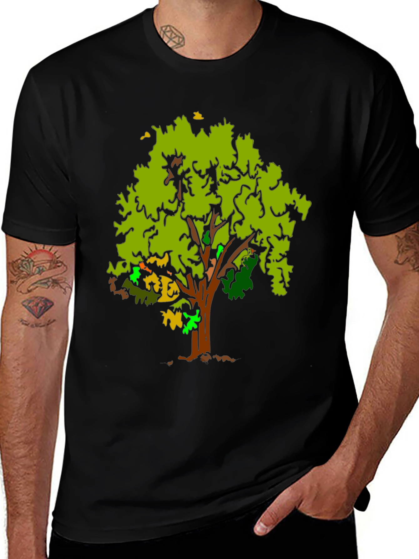 Tree Graphic Black T-Shirt - Nature Inspired Design