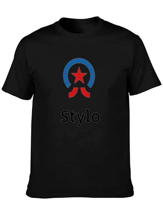 Mens Black Stylo Graphic T-Shirt