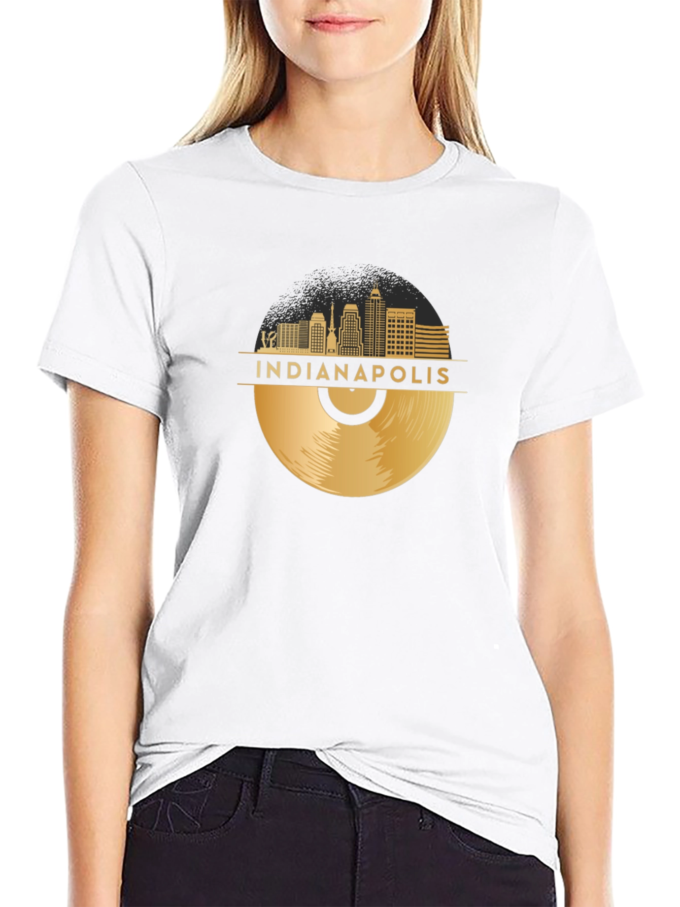 Indianapolis Skyline Record Graphic T-Shirt