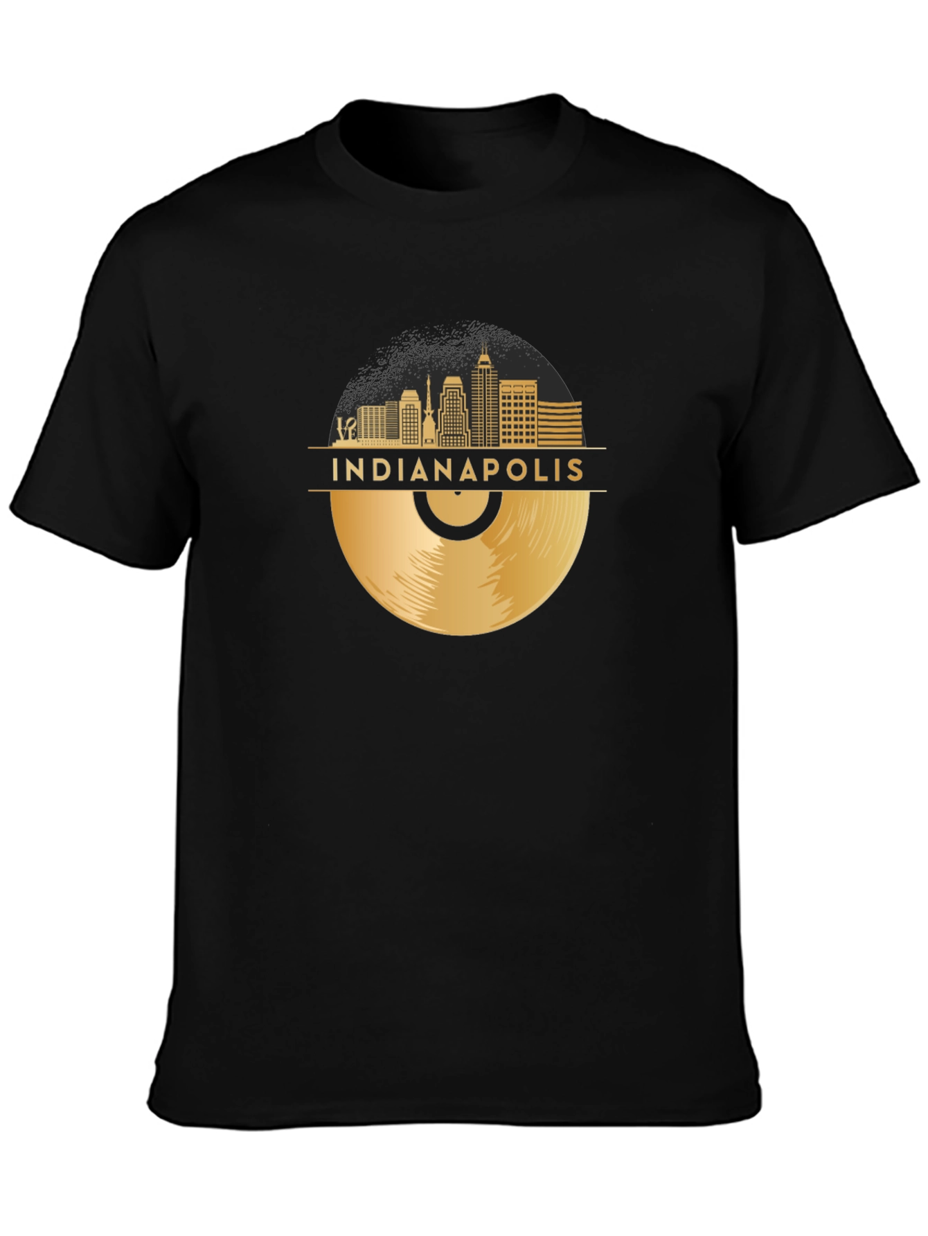 Indianapolis Skyline Record Graphic T-Shirt