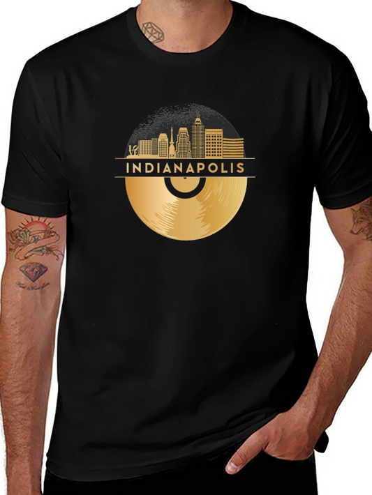 Indianapolis Skyline Record Graphic T-Shirt