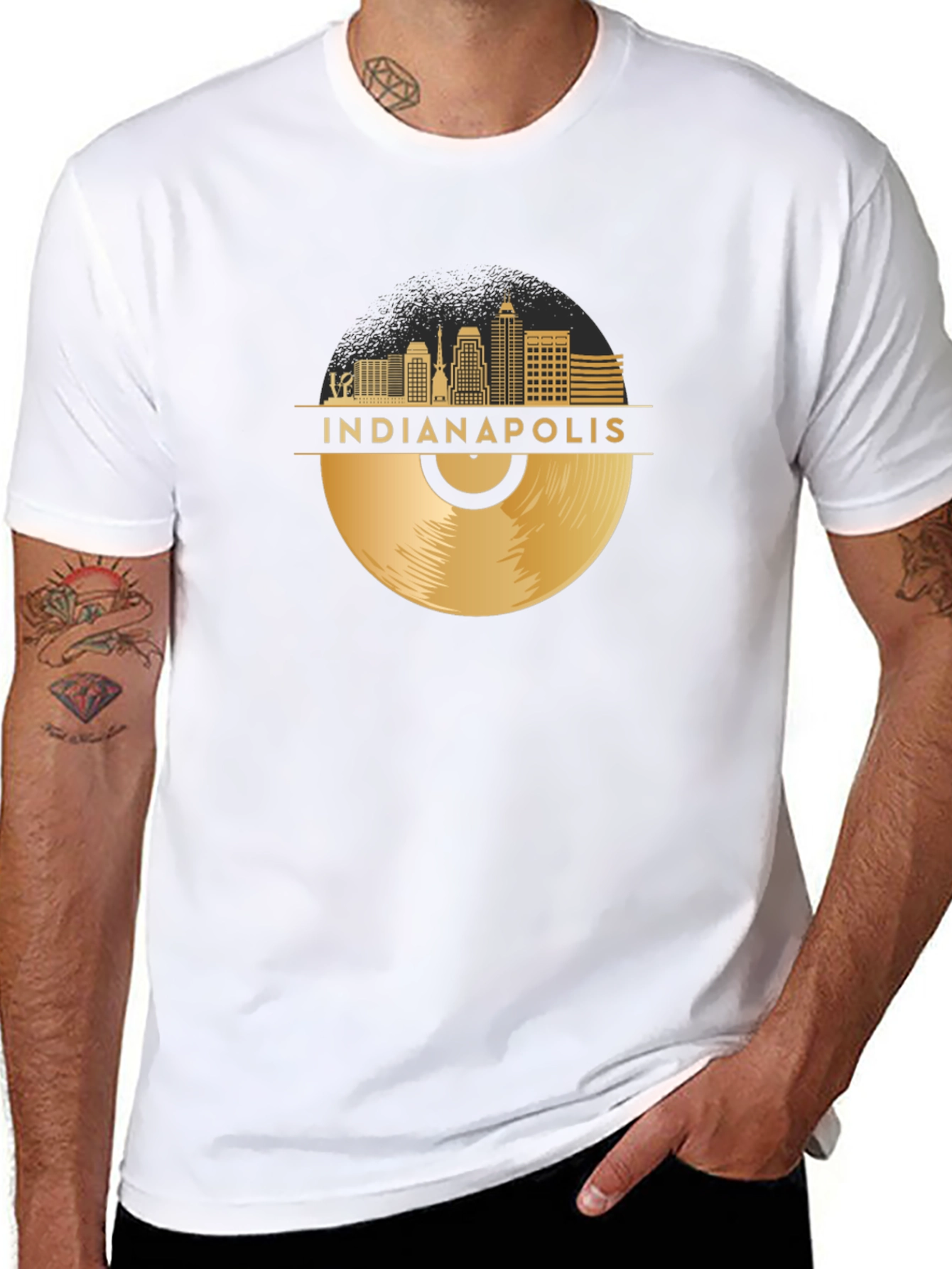 Indianapolis Skyline Record Graphic T-Shirt