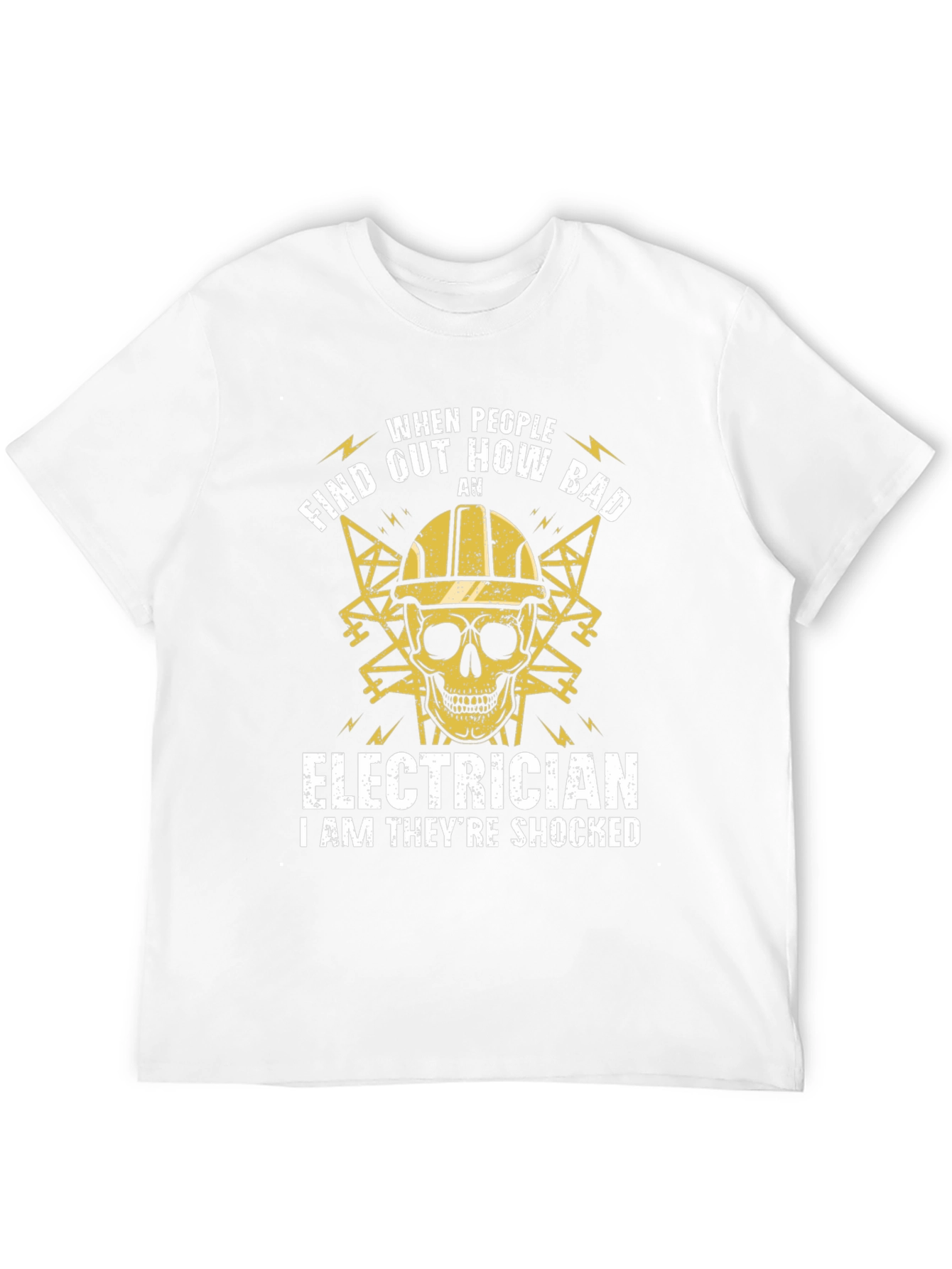 Electrician Shocked Skull Graphic T-Shirt