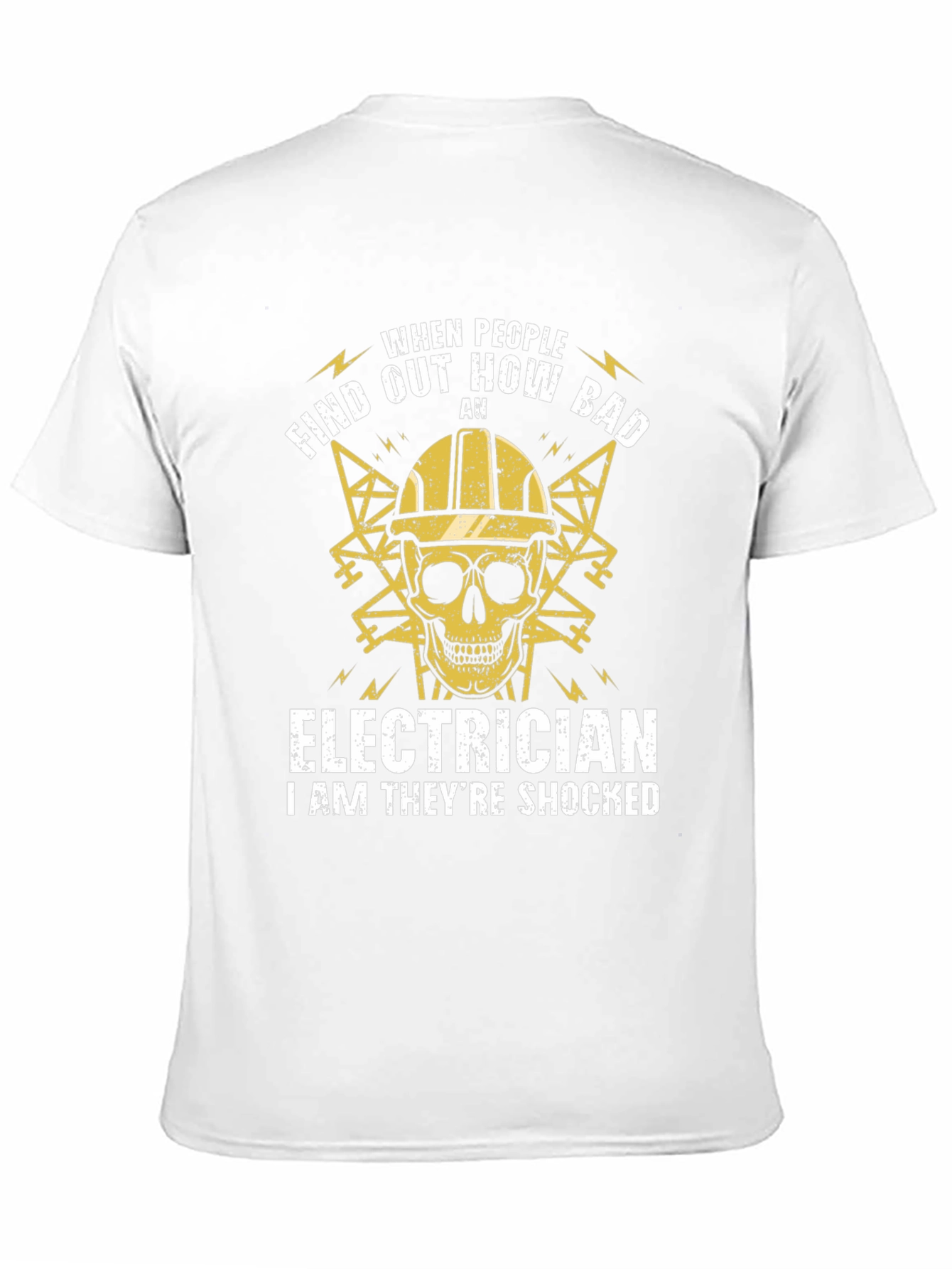 Electrician Shocked Skull Graphic T-Shirt