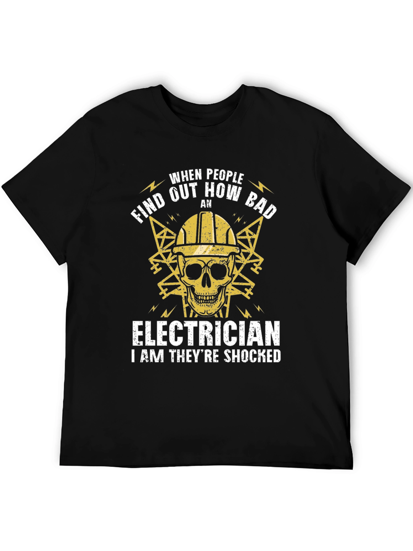Electrician Shocked Skull Graphic T-Shirt