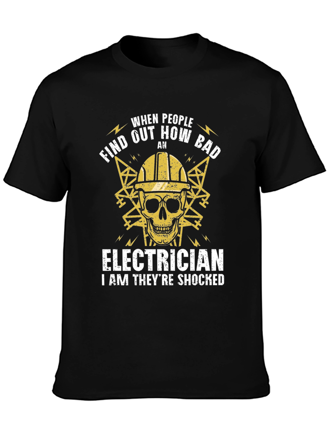Electrician Shocked Skull Graphic T-Shirt