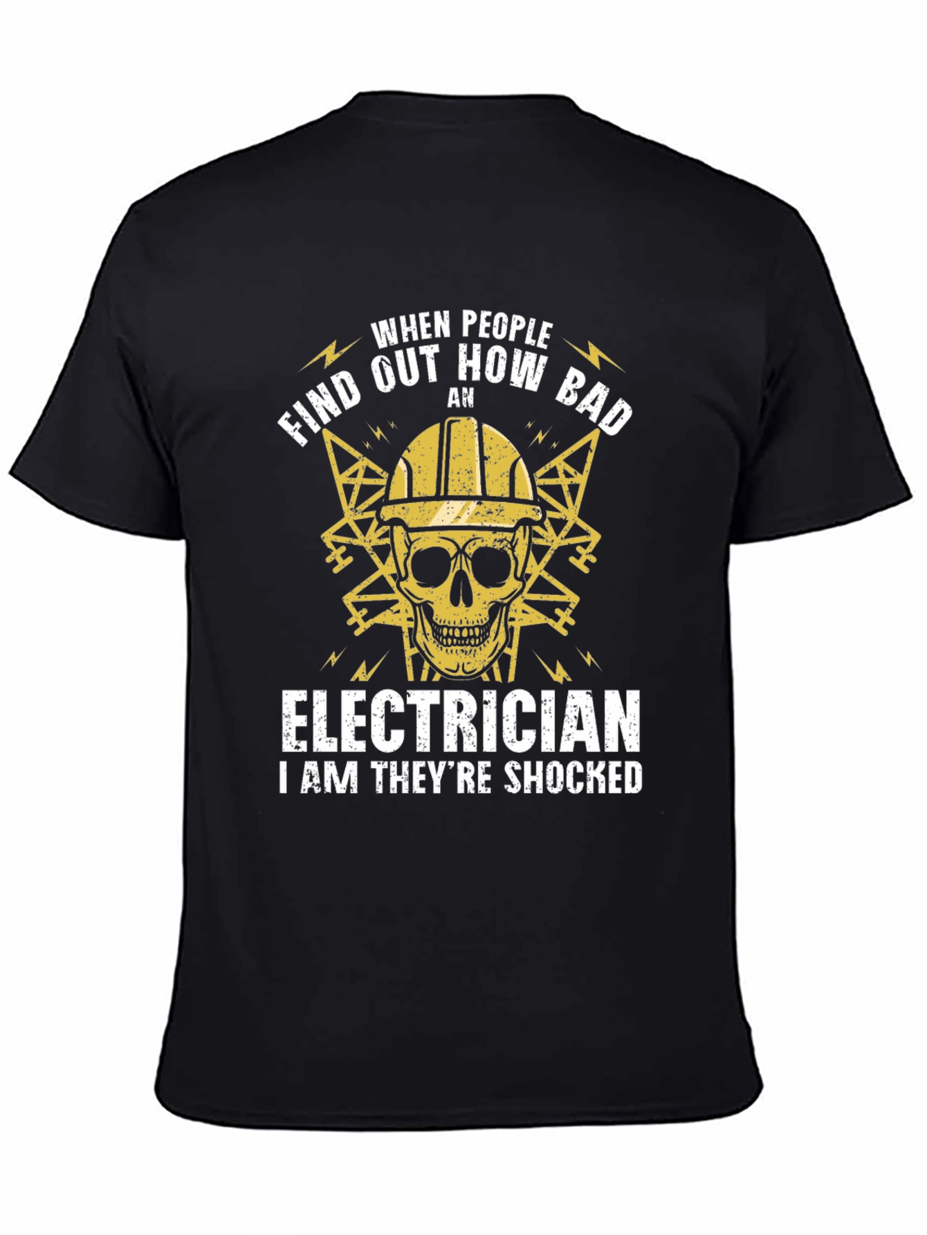 Electrician Shocked Skull Graphic T-Shirt