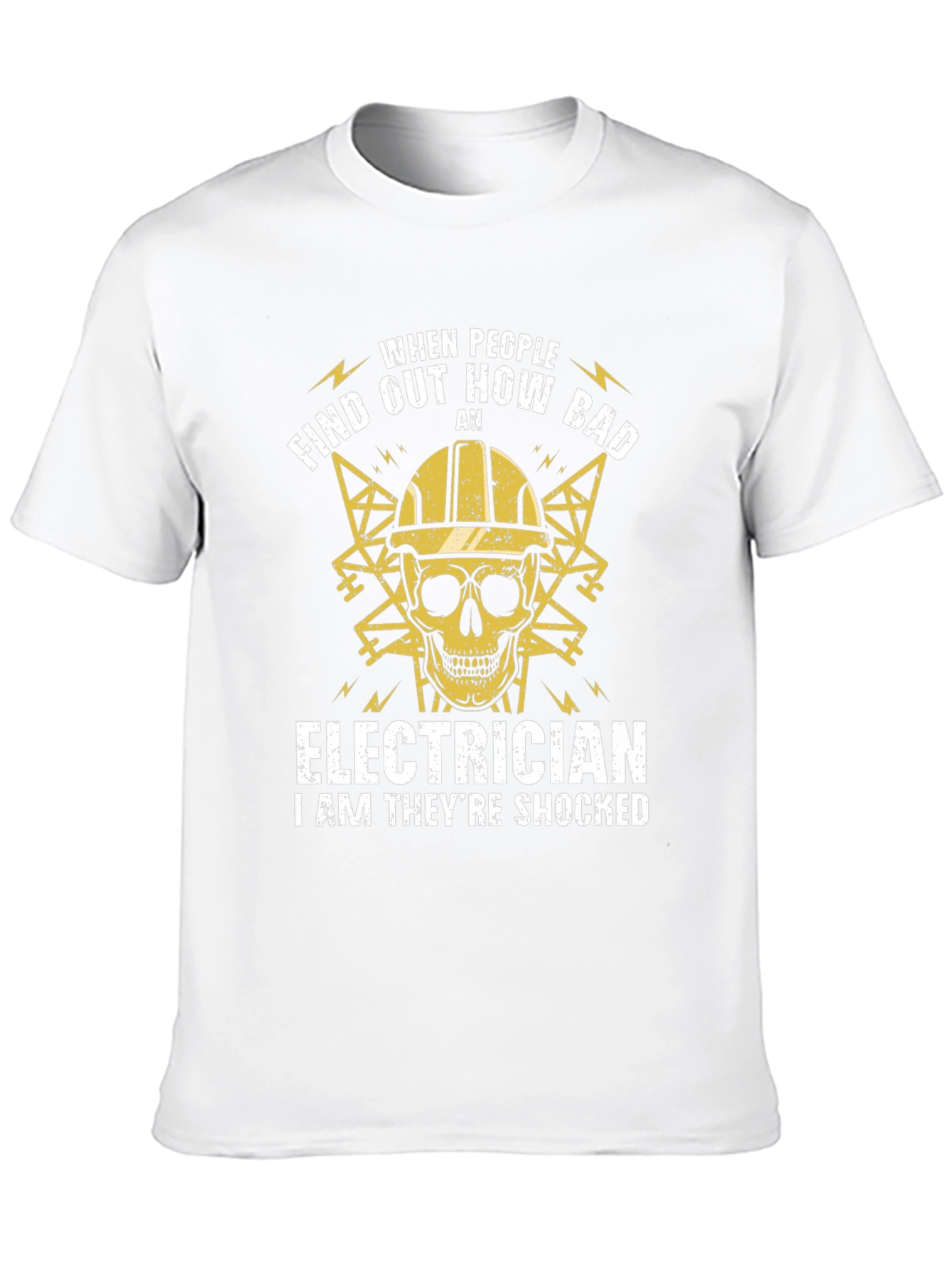 Electrician Shocked Skull Graphic T-Shirt