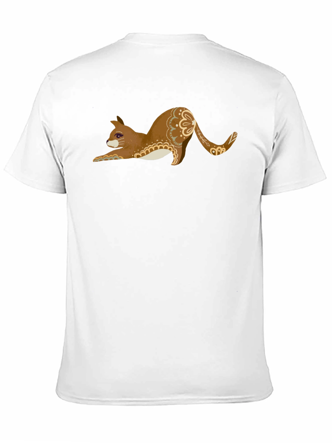 Stretching Cat Graphic Tee - Black Cotton T-Shirt