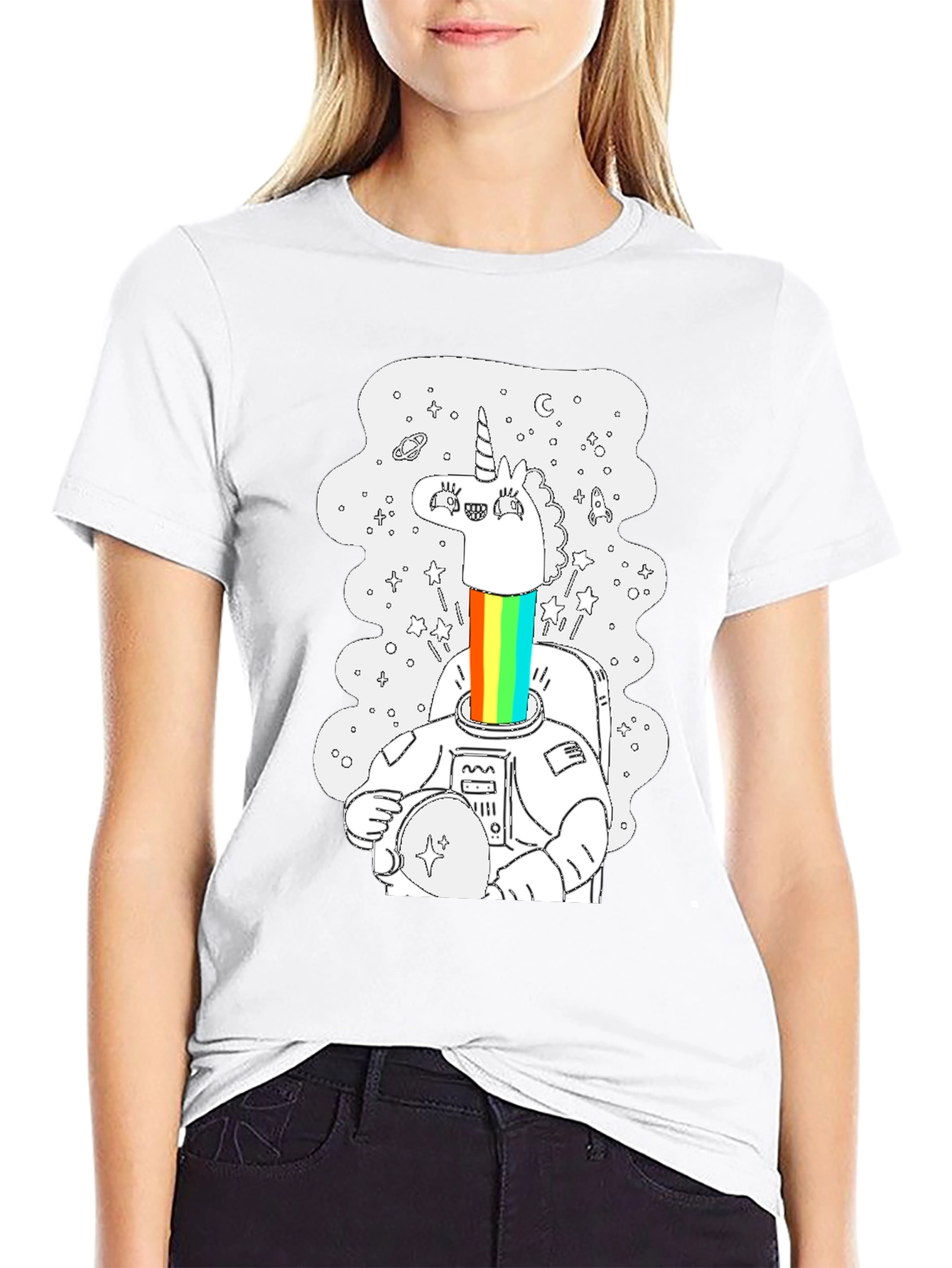 Unicorn Astronaut Black Graphic Tee