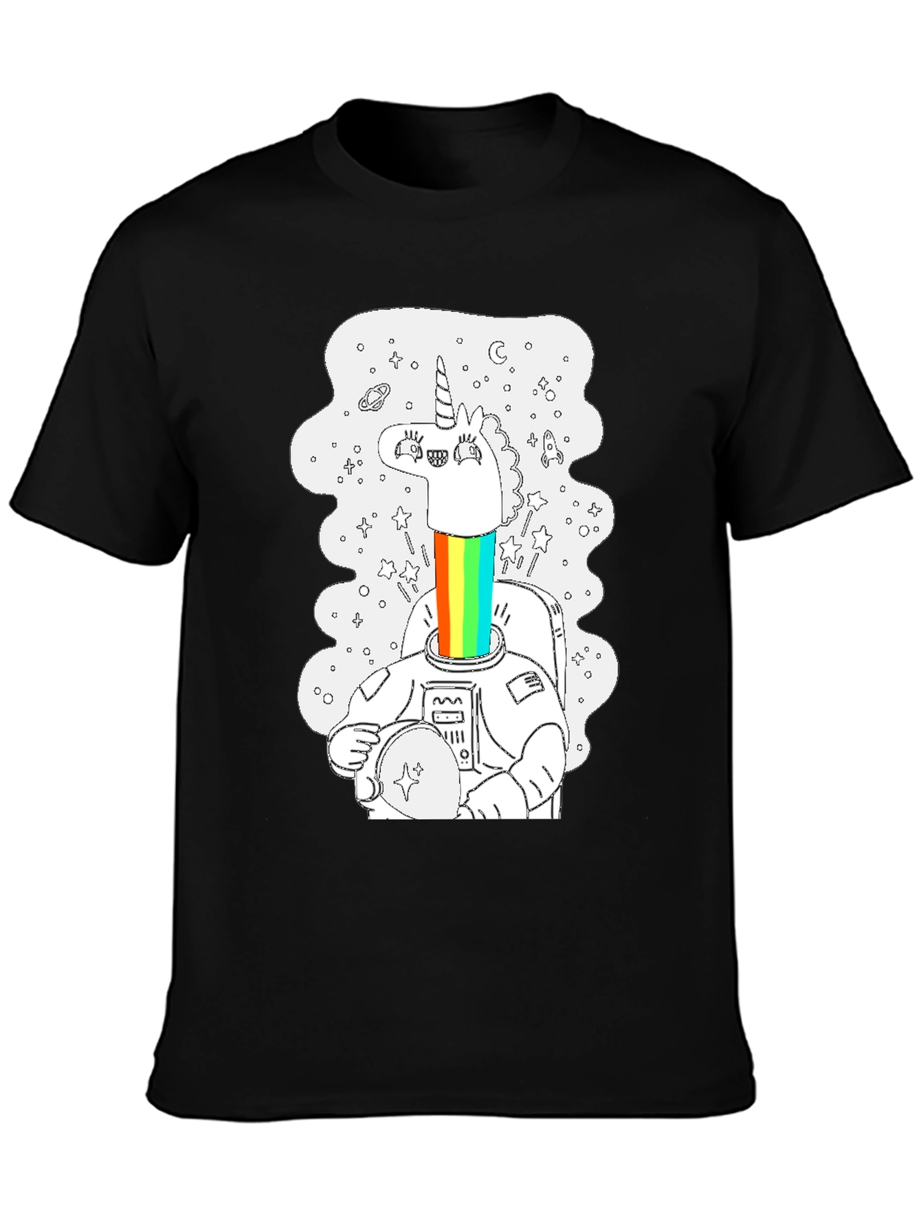 Unicorn Astronaut Black Graphic Tee