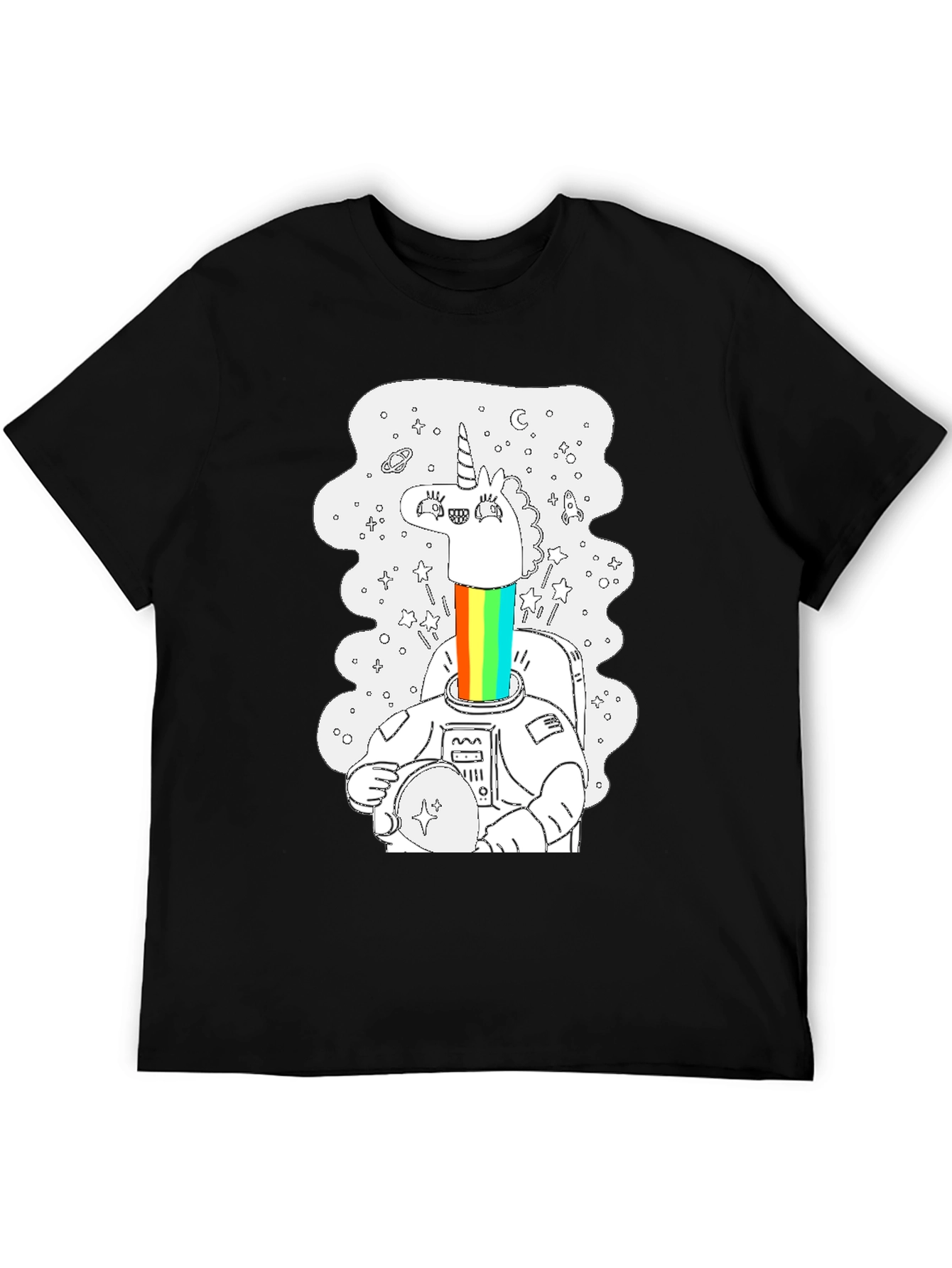 Unicorn Astronaut Black Graphic Tee