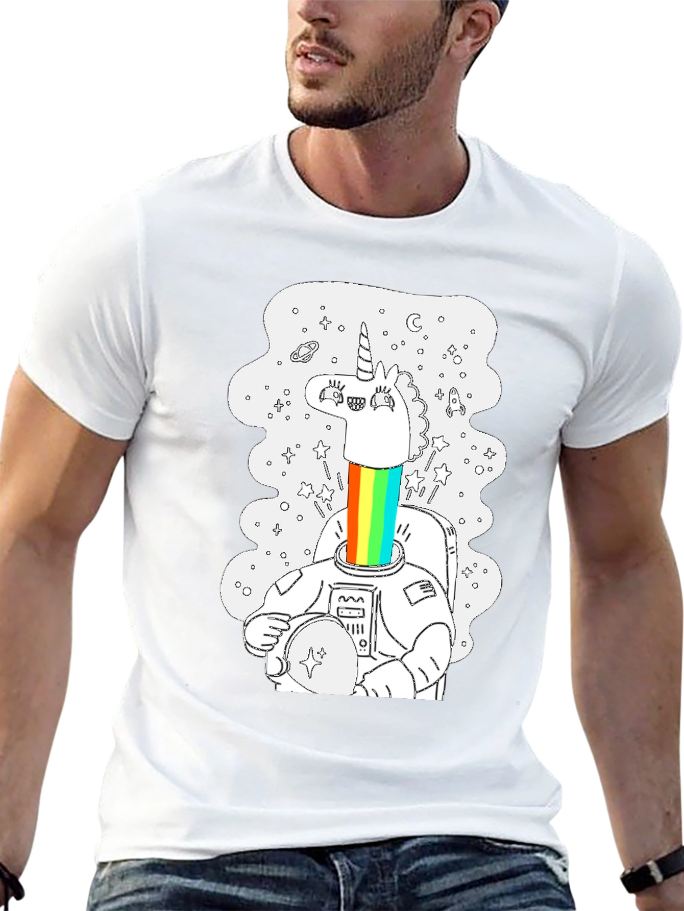 Unicorn Astronaut Black Graphic Tee