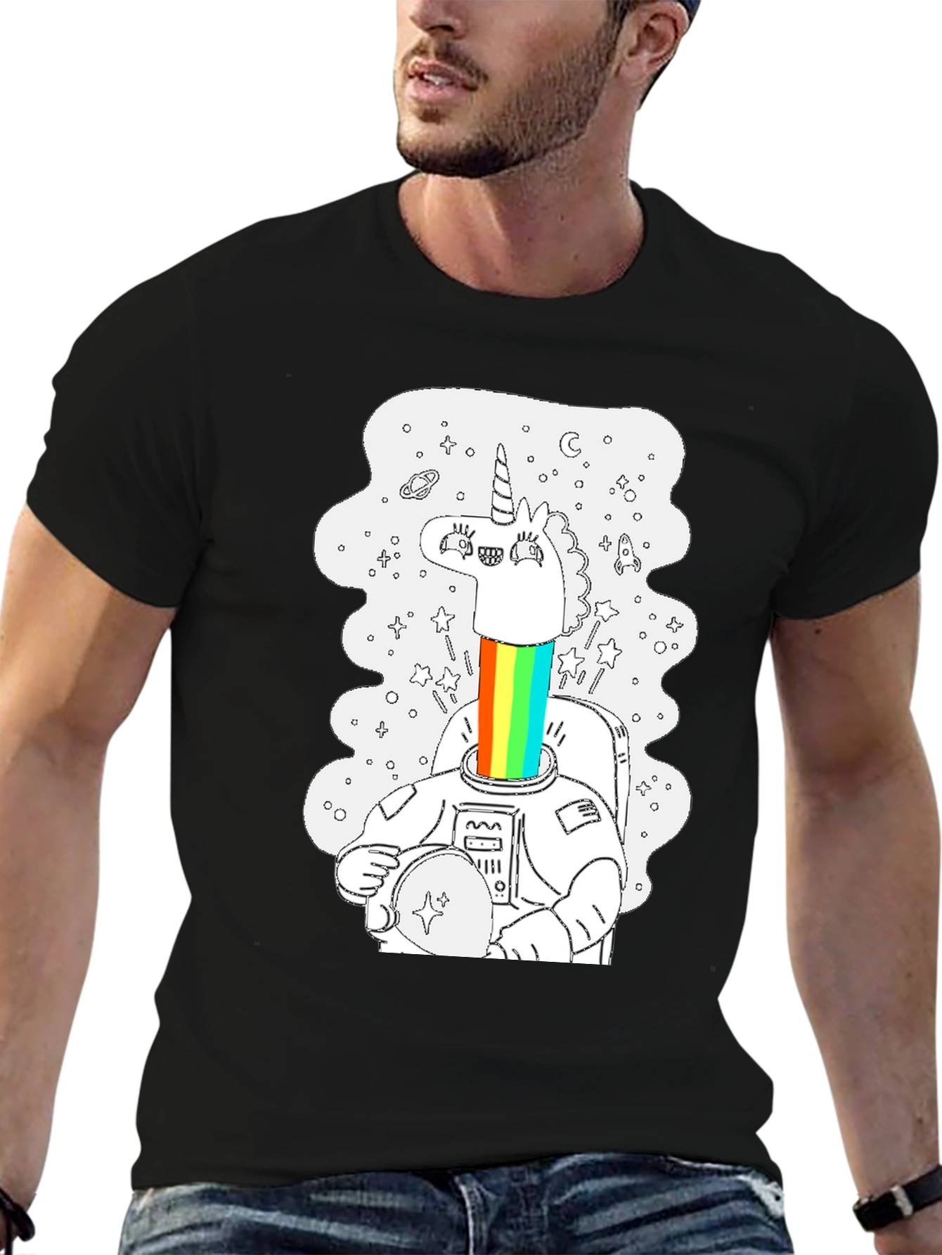 Unicorn Astronaut Black Graphic Tee