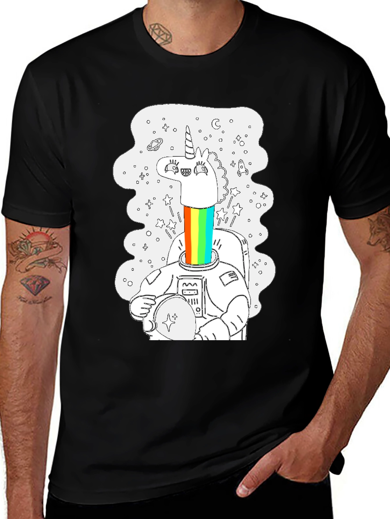 Unicorn Astronaut Black Graphic Tee