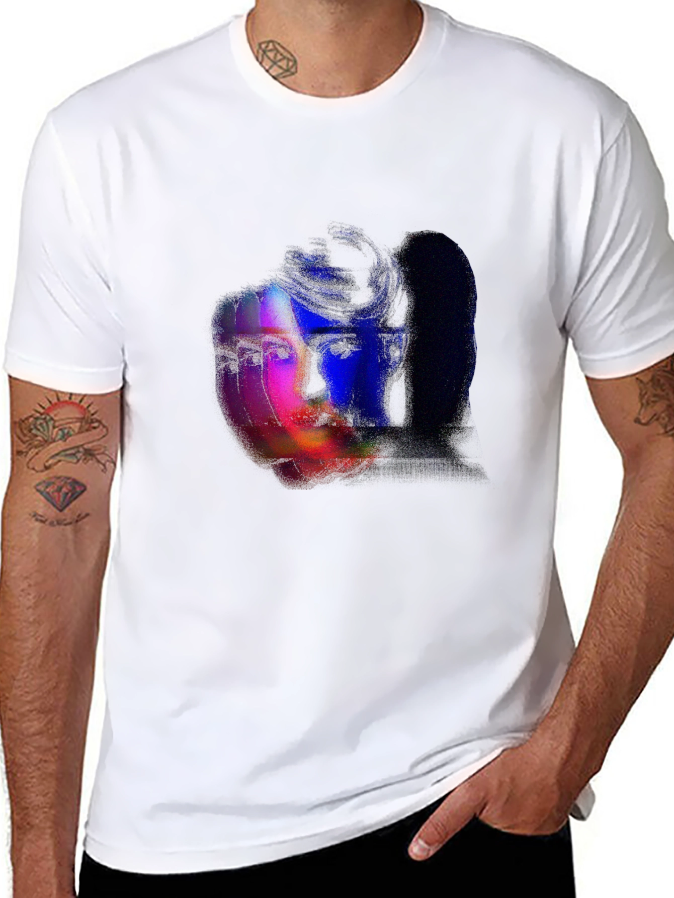 Glitch Portrait Graphic Tee - Black