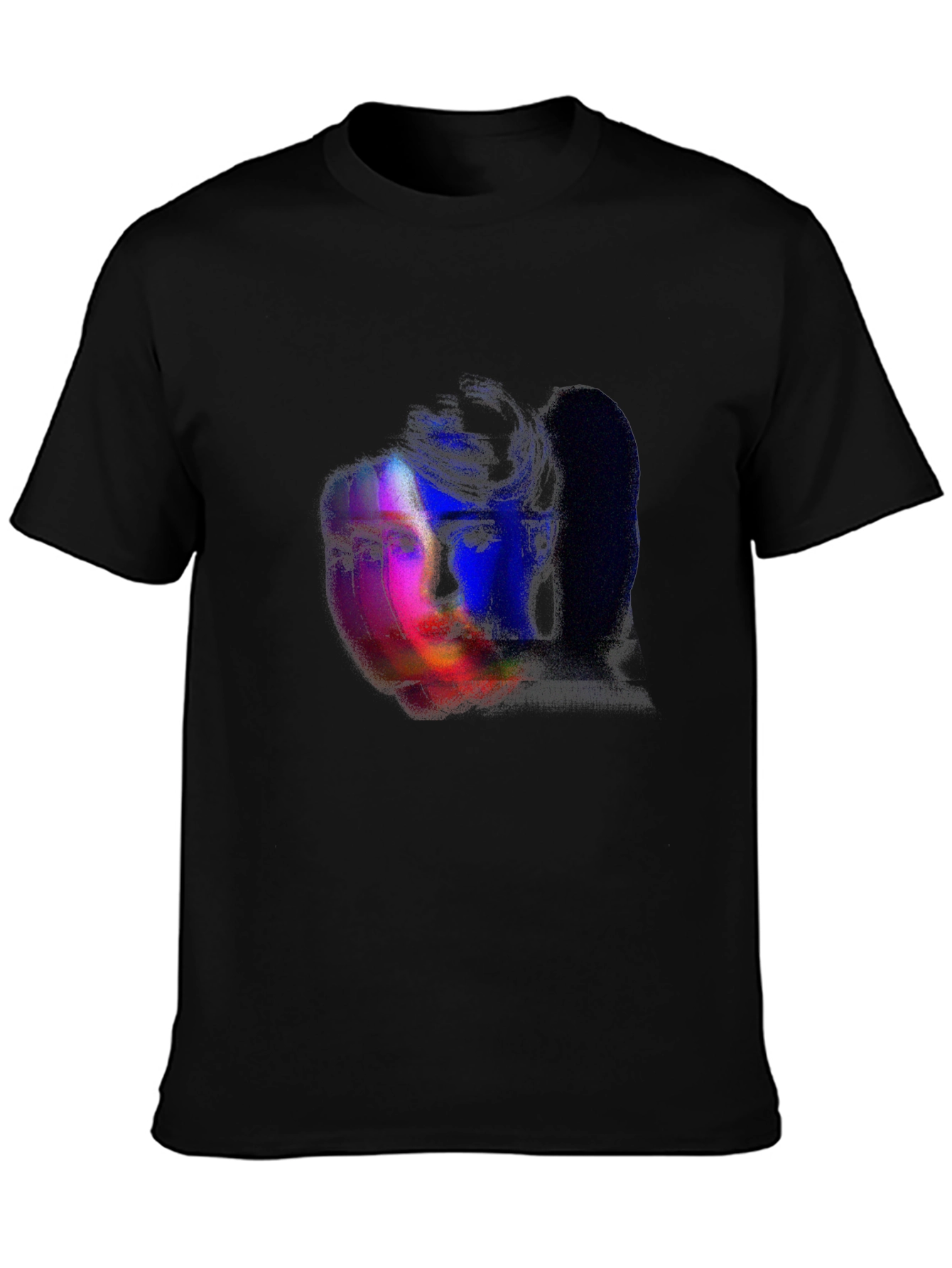 Glitch Portrait Graphic Tee - Black