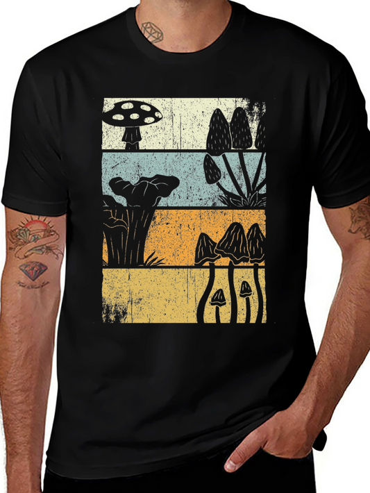Retro Mushroom T-Shirt - Vintage Botanical Style