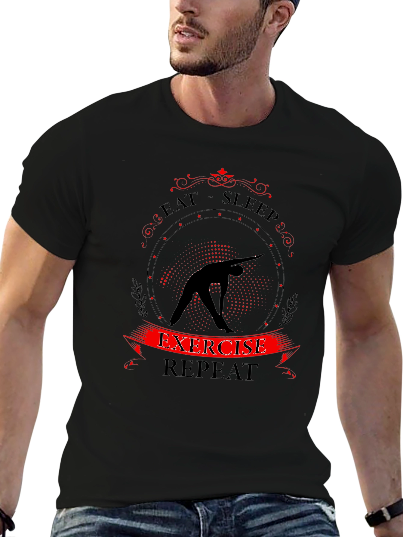 Eat Sleep Exercise Repeat Graphic T-Shirt