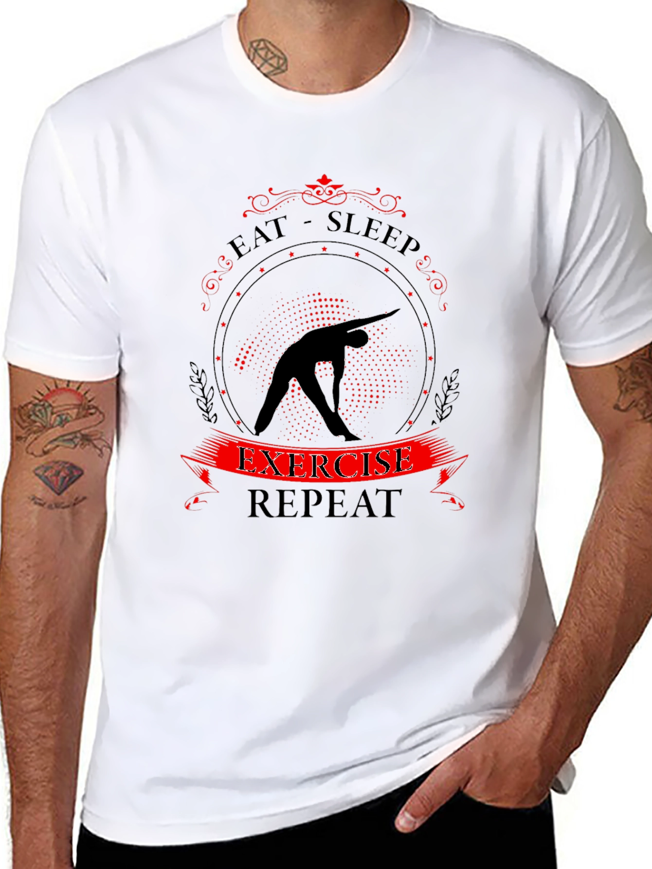 Eat Sleep Exercise Repeat Graphic T-Shirt