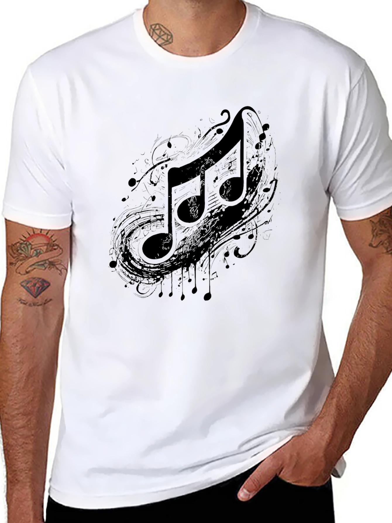 Musical Note Graphic Black T-Shirt