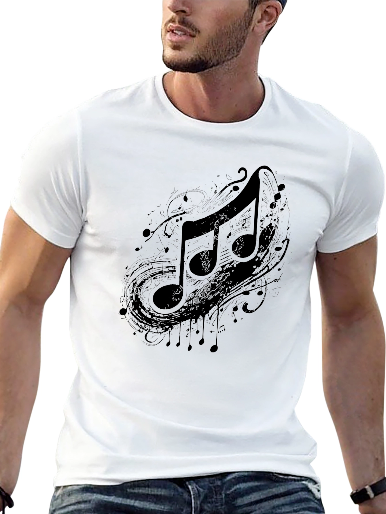Musical Note Graphic Black T-Shirt