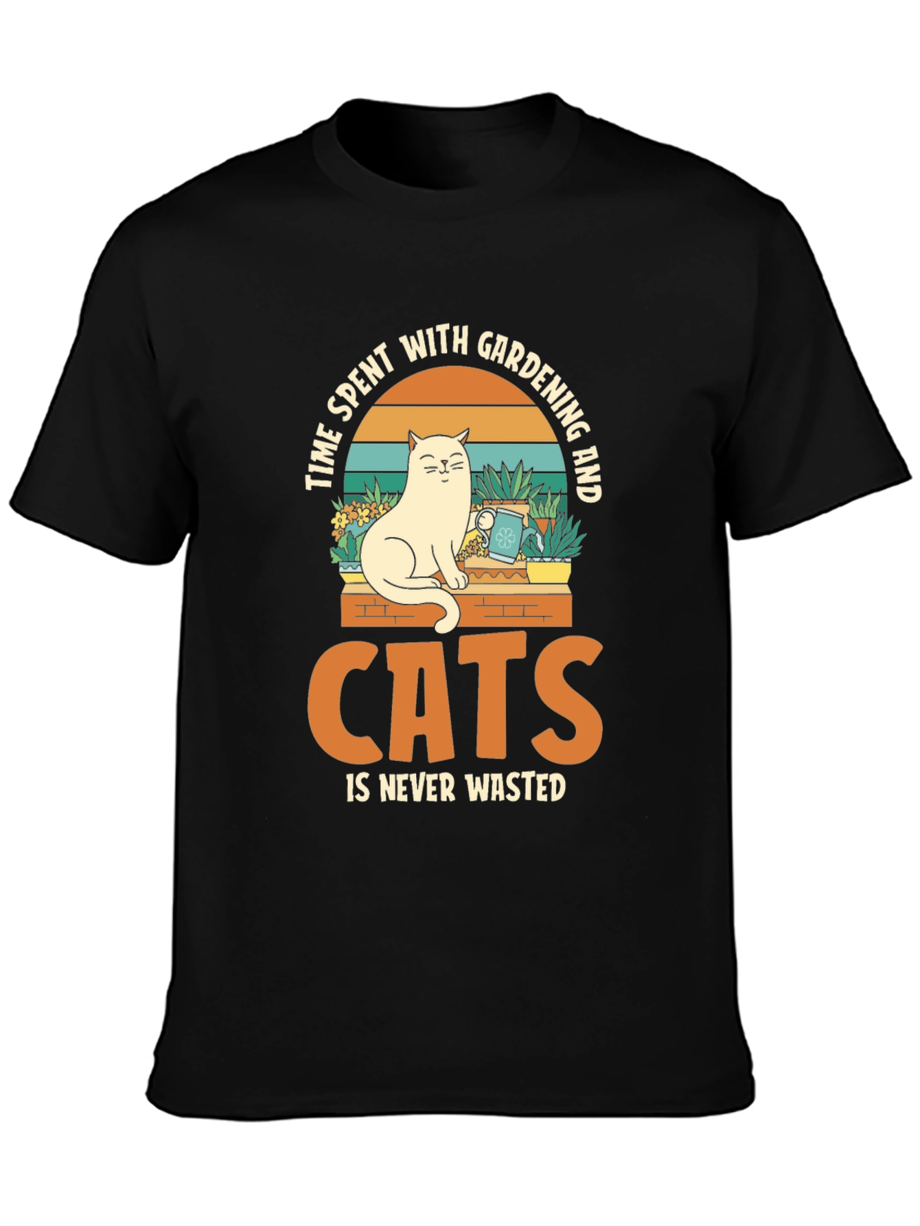 Gardening Cat T-Shirt - Time Spent Never Wasted