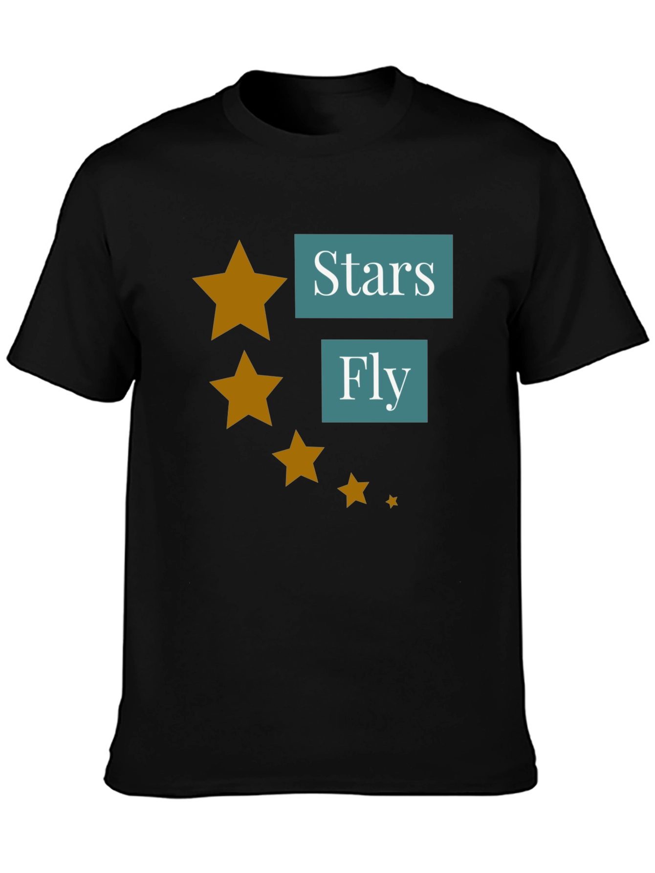 Stars Fly T-Shirt - Casual Black Tee