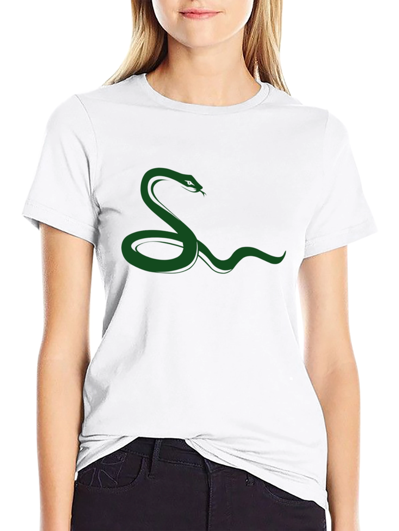 Green Snake Graphic Black T-Shirt
