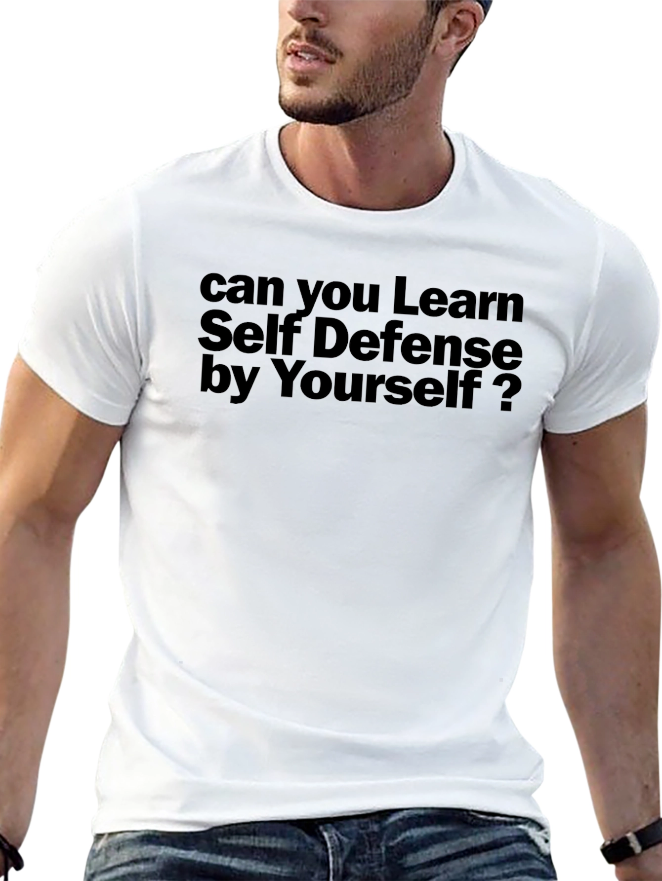 Learn Self Defense Graphic Tee - Black Cotton