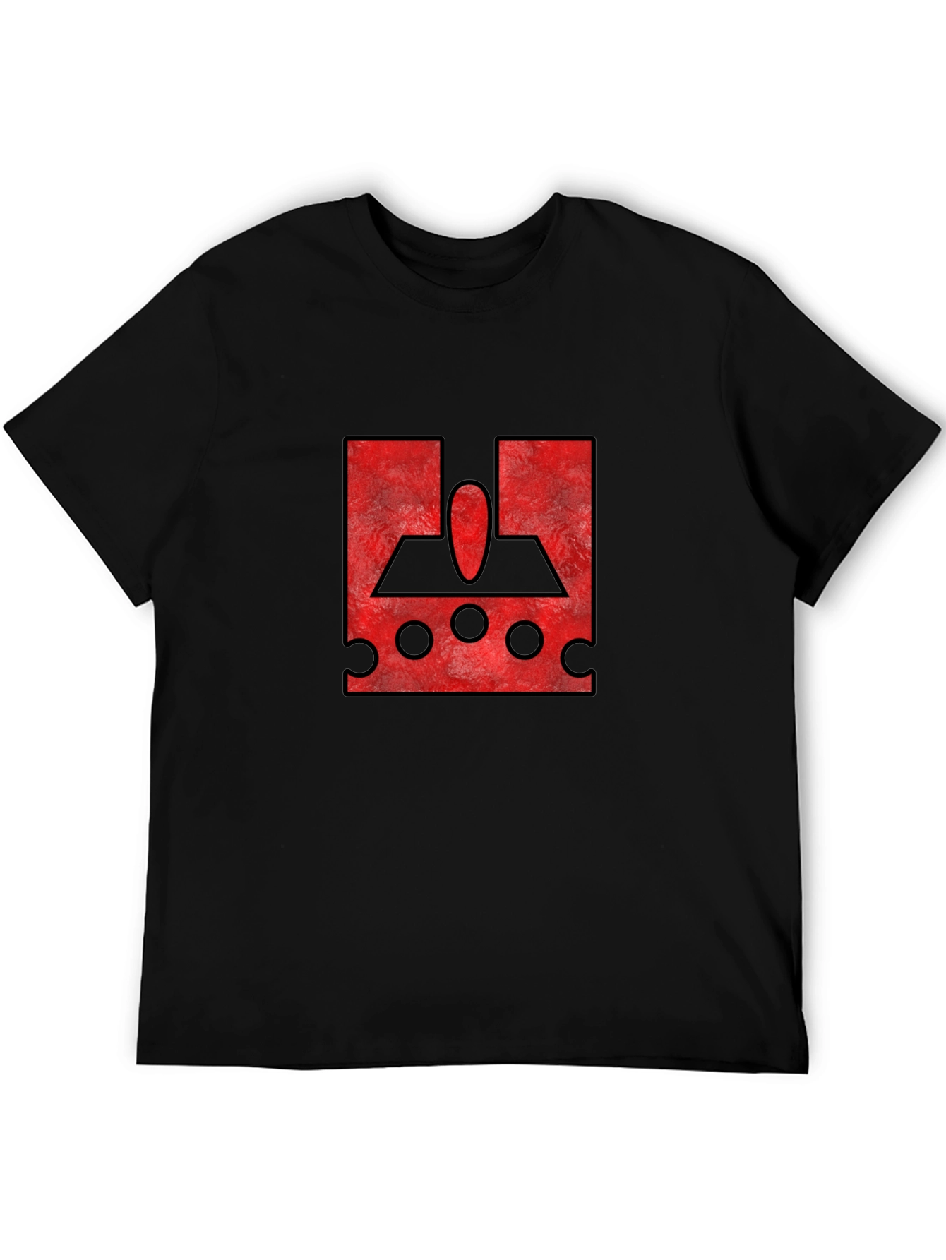 Red Graphic Print Black T-Shirt