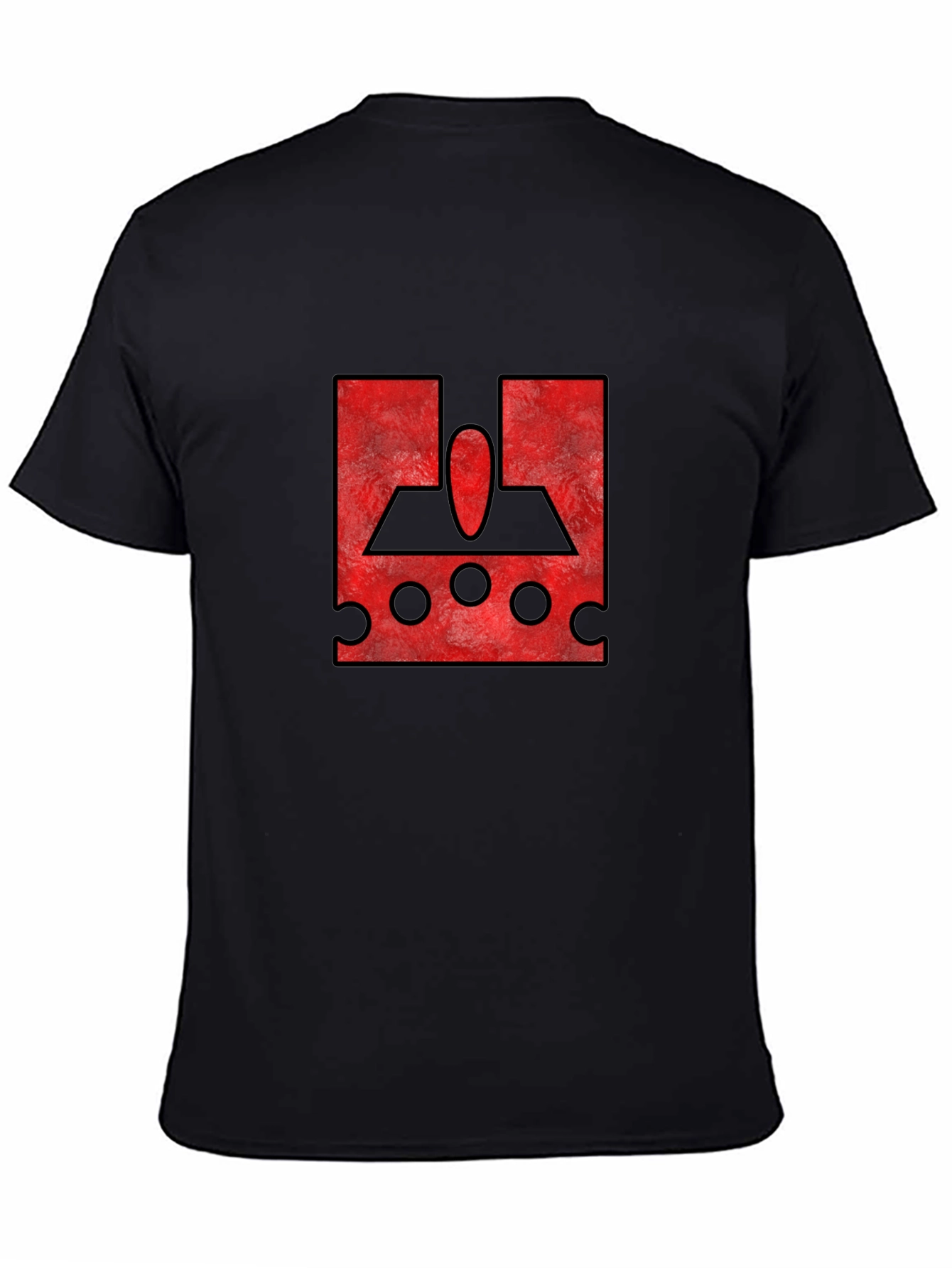 Red Graphic Print Black T-Shirt