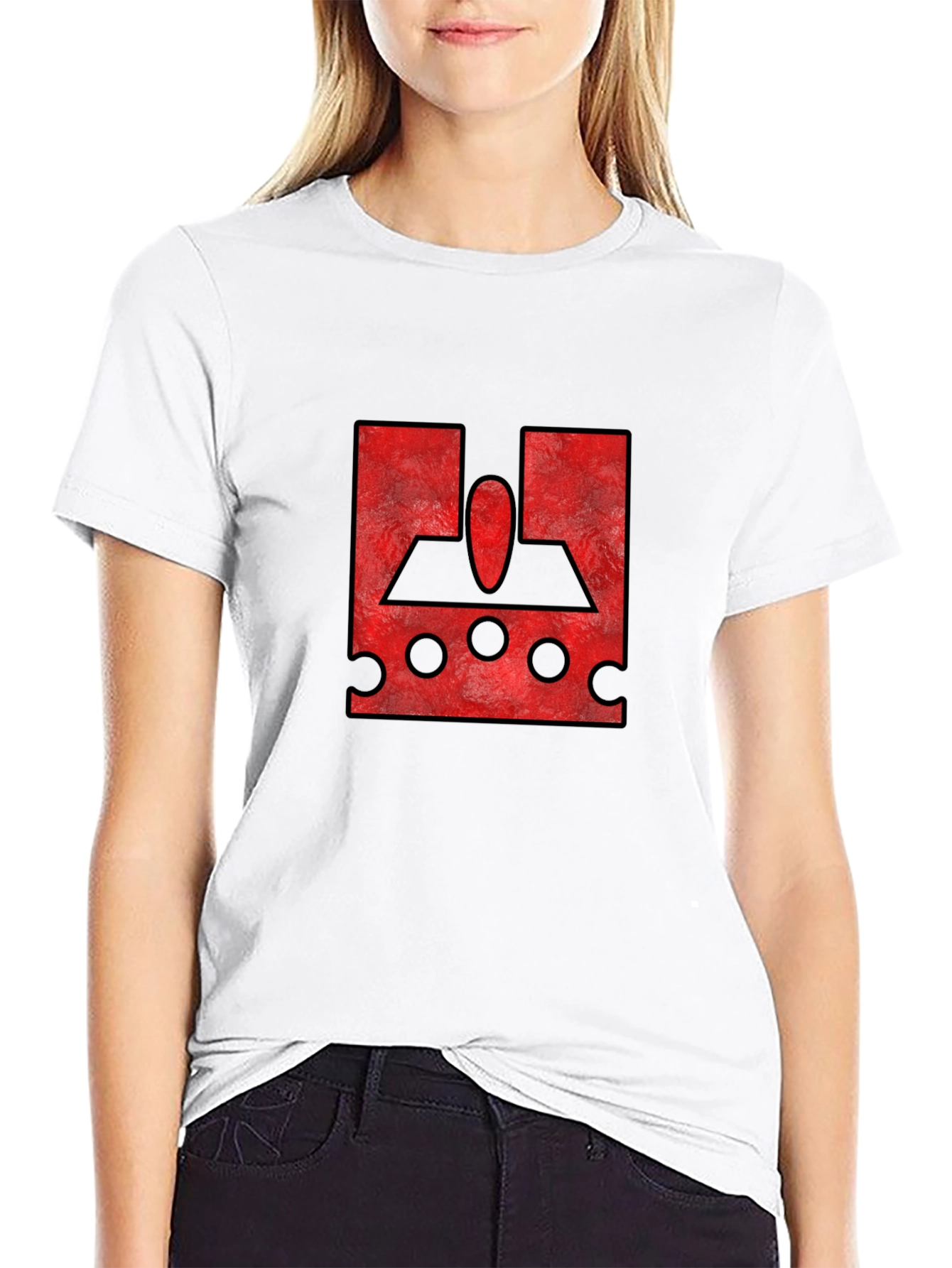 Red Graphic Print Black T-Shirt