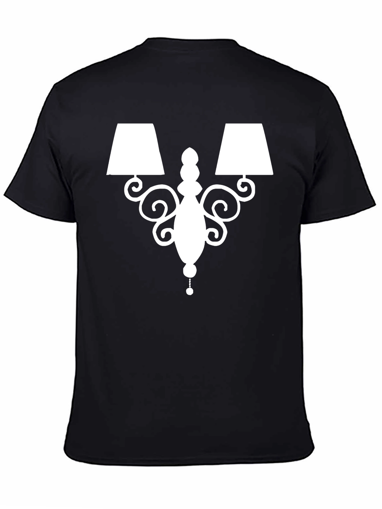 Elegant Lamp Graphic Tee - Soft Black Cotton Shirt