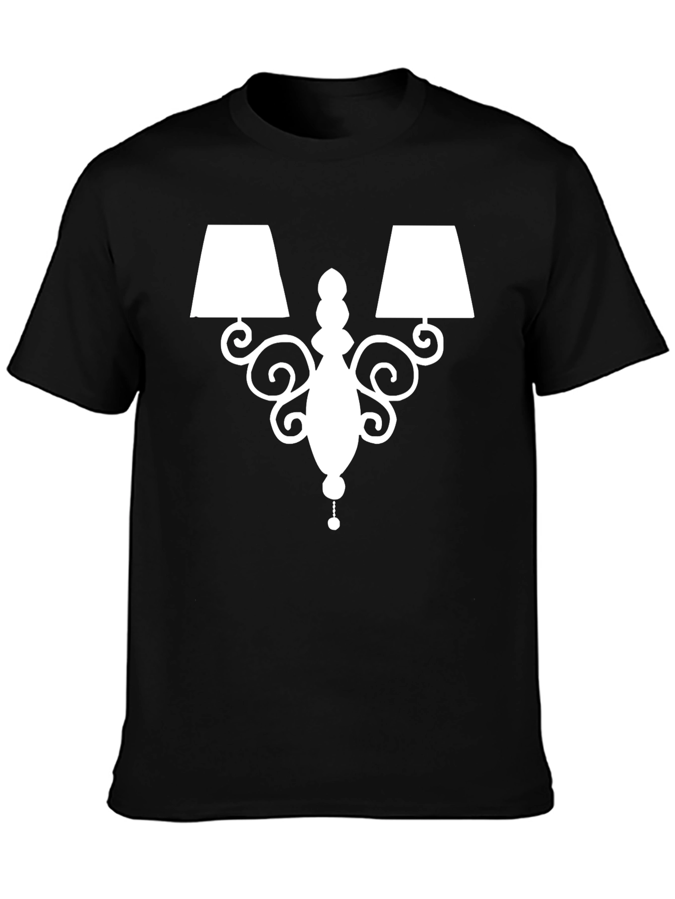 Elegant Lamp Graphic Tee - Soft Black Cotton Shirt