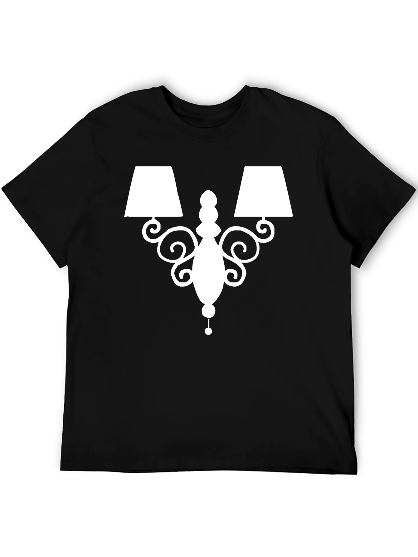 Elegant Lamp Graphic Tee - Soft Black Cotton Shirt