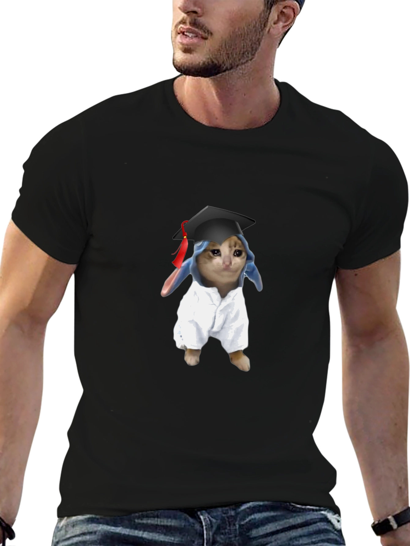 Funny Graduate Cat Graphic T-Shirt