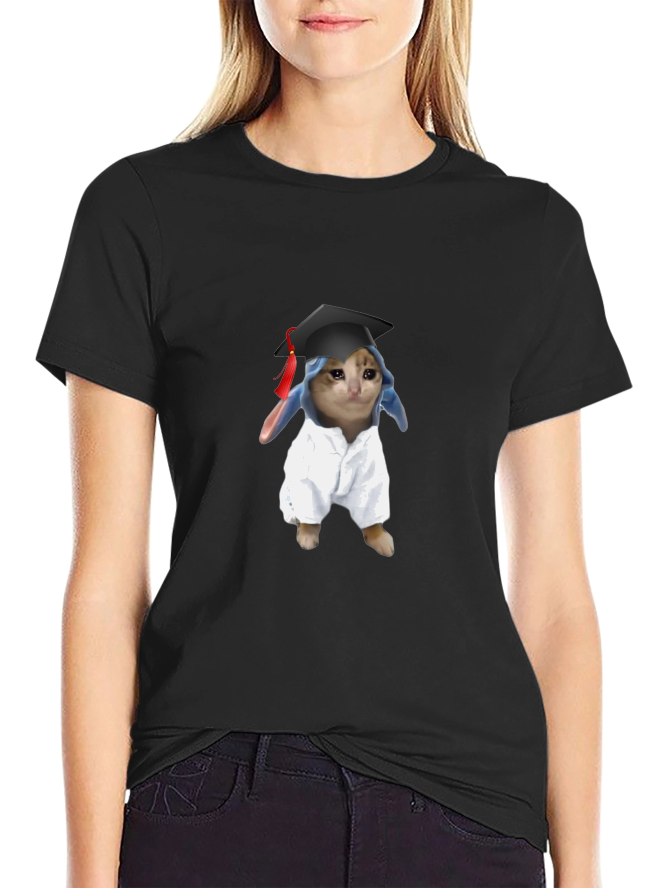 Funny Graduate Cat Graphic T-Shirt