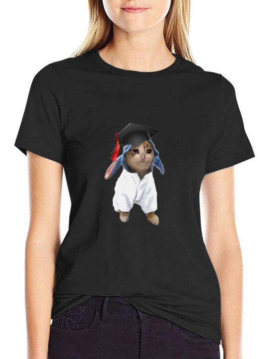 Funny Graduate Cat Graphic T-Shirt