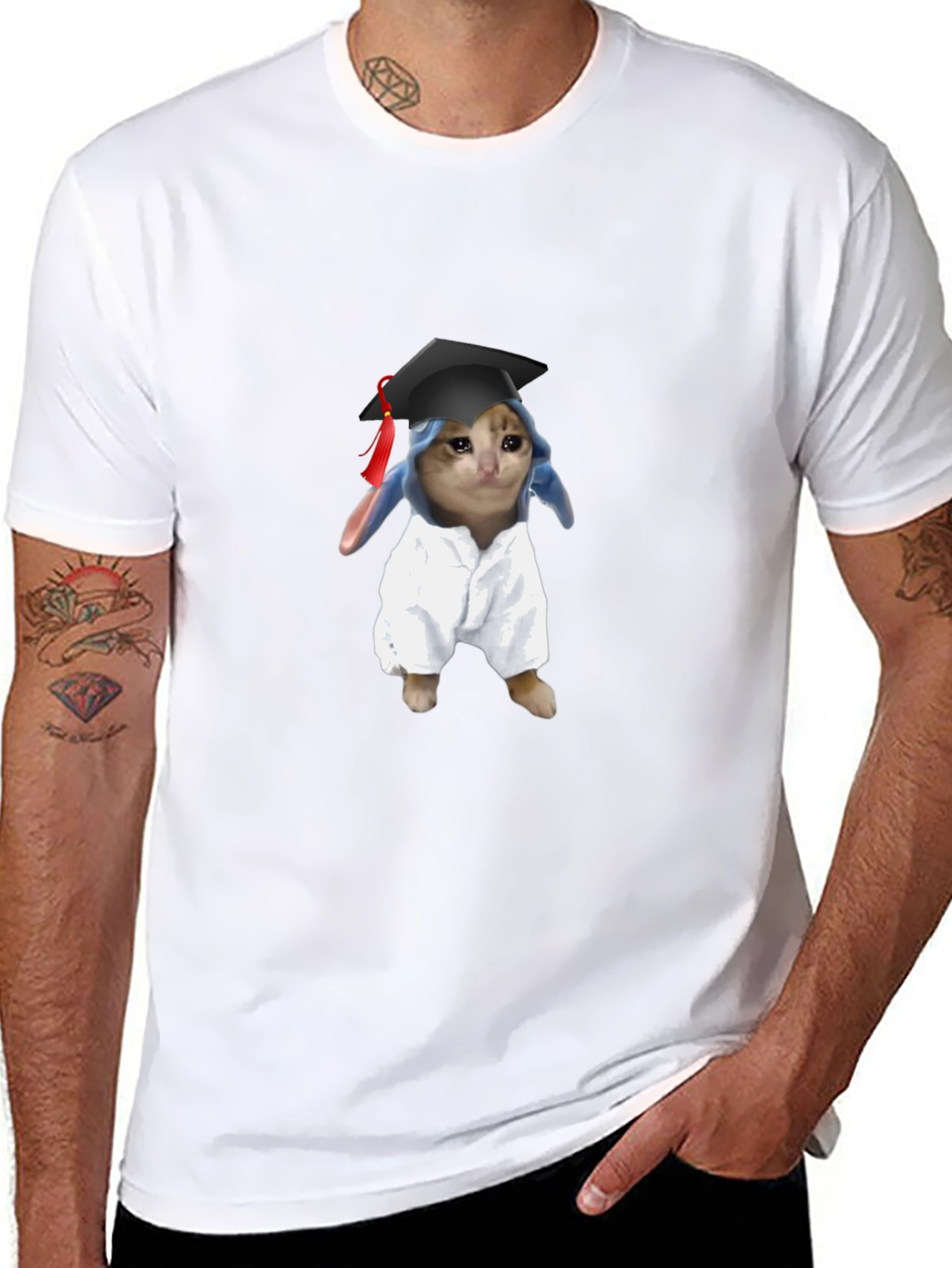 Funny Graduate Cat Graphic T-Shirt