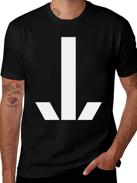 Modern Graphic Tee - Bold White Arrow Design on Black
