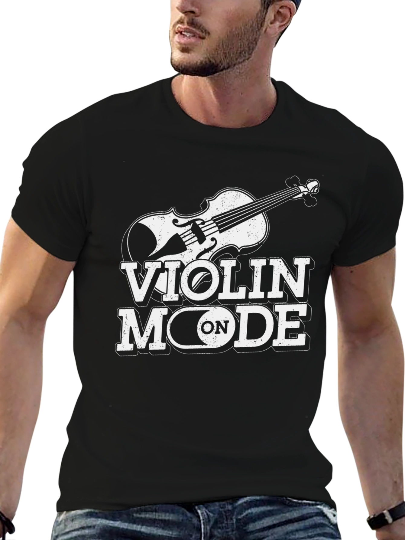 Violin Mode On Black Graphic T-Shirt